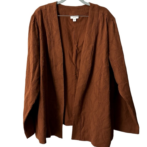 Pure Jill Textured Clip-Jacquard Jacket, Plus Size 2X. Cardamom Spice Color - Picture 2 of 11